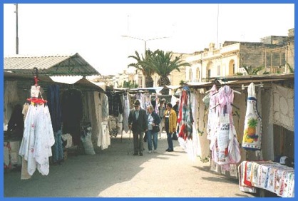 The market adjacent to Marsaxlokk Harbour